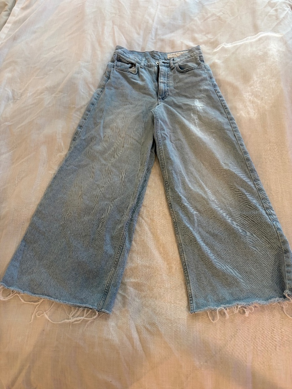 Rag & Bone wide leg light wash cropped jeans